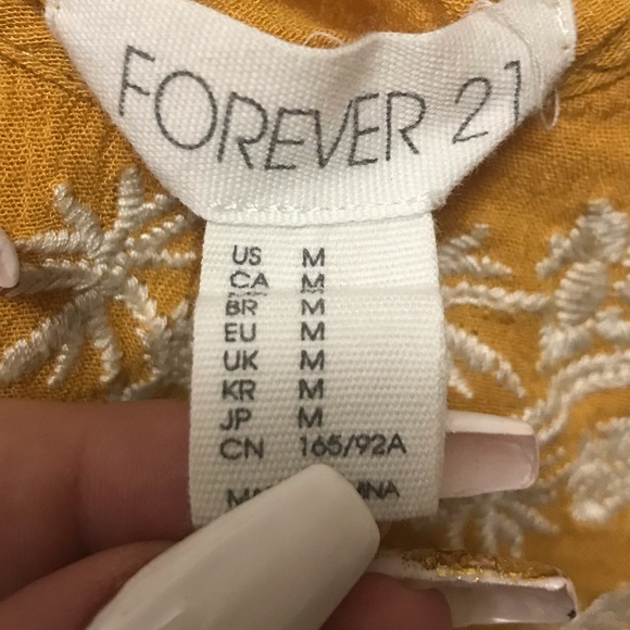 ⭐️4/$25 Mustard Camisole w/White Embroidery - Picture 3 of 3